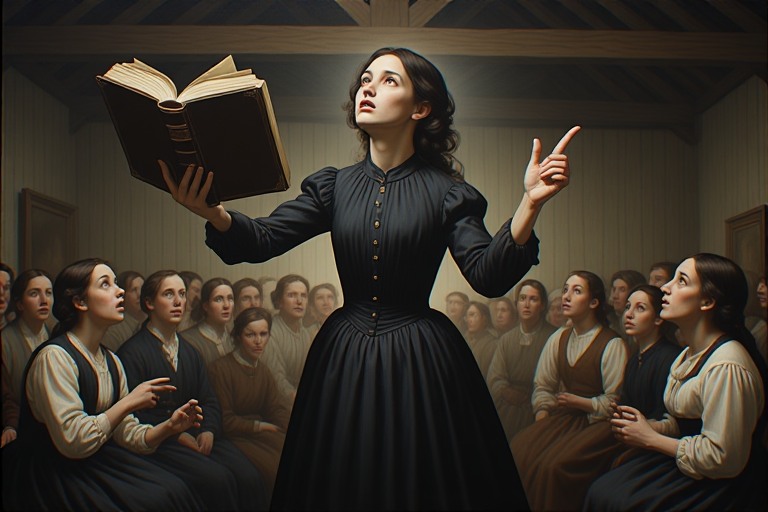 Arthur White's portrayal of Ellen lofting a heavy Bible in vision &copy; 2026/Anderson - AI Generated