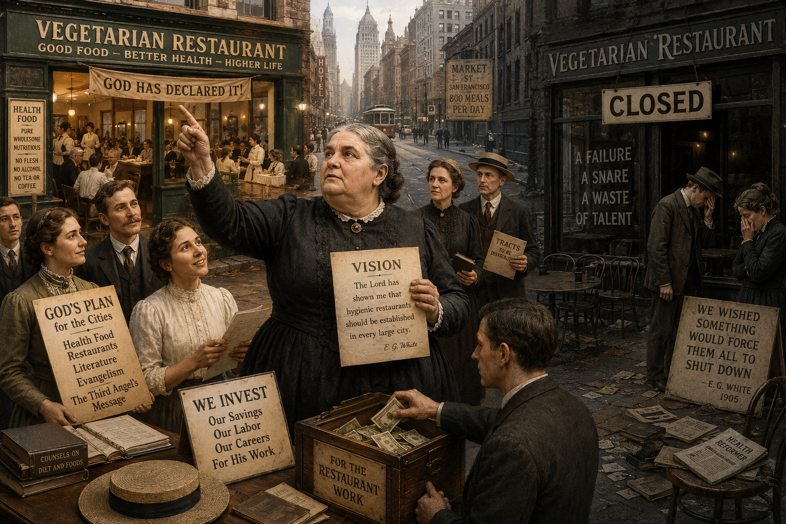 Ellen White prophesying the need for SDA vegetarian restaurants (copyright nonsda.org)