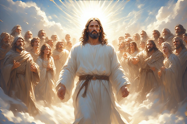 Picture of Heaven filled with people as white as Christ (Artist: Dirk Anderson, AI generated)