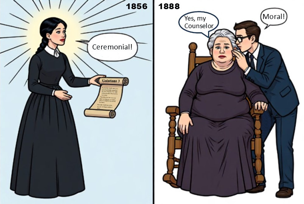 Ellen White shown receiving counsel from W.C. White that contradicted her 1856 vision on the law in Galatians 3