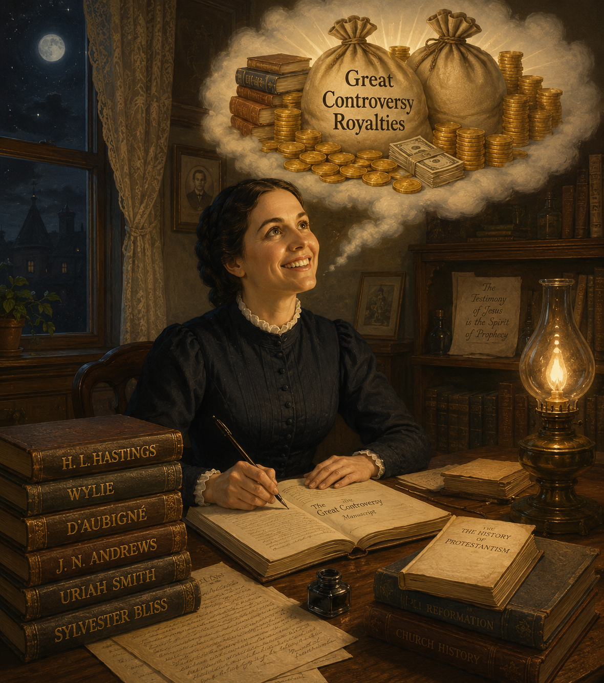 Ellen White in vision at Lovett's Grove in 1858 (copyright nonsda.org)