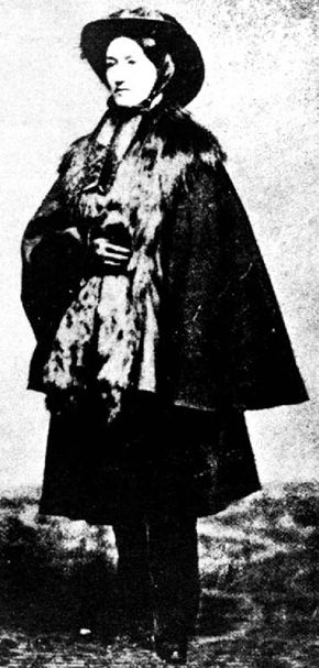 Historic photograph of Elizabeth Smith Miller wearing the dress reform costume she designed