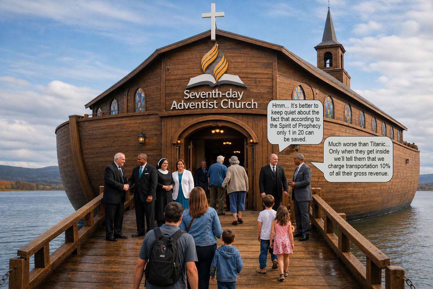 People getting onboard the SDA vessel, little realizing what they're getting into. Artist: Pavle Simovic, 2026.