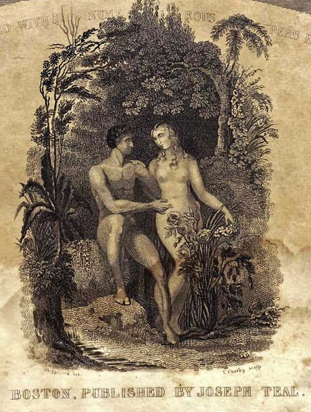 Close-up of Adam and Eve on the cover of the Teal Family Bible