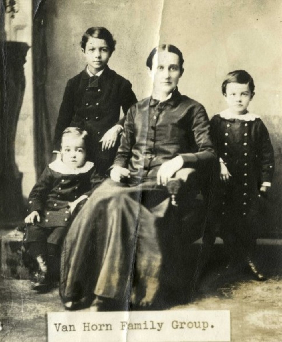 Adelia Van Horn and her children. Source: Public domain photo.